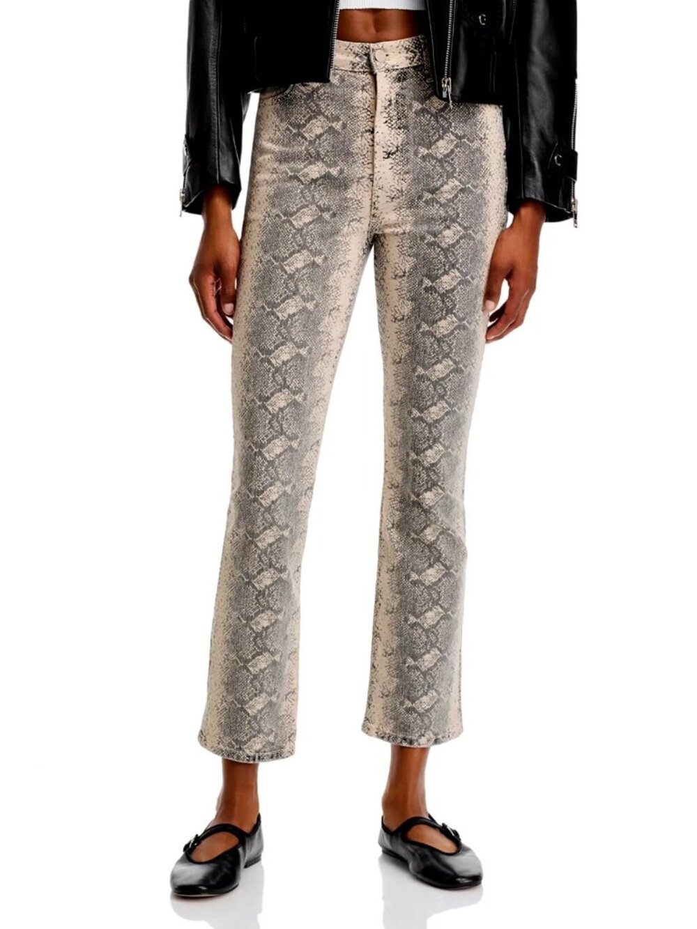 Mother Jeans Size 26 The Hustler Flood Wide Leg Ankle Boa Babe Snakeskin New